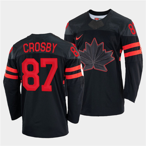 Men's Canada Hockey #87 Sidney Crosby 2022 Beijing Winter Olympic Black Stitched Jersey